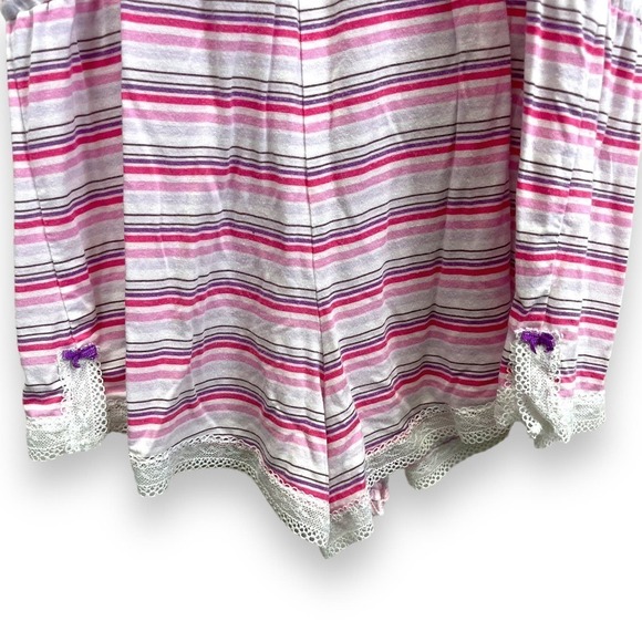 Victoria's Secret Pajamas Womens Medium Pink Striped Lace Trim Romper Sleepwear - Picture 9 of 12